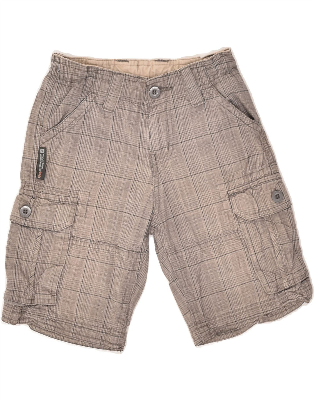 MOUNTAIN WAREHOUSE Short Cargo Garçon 7-8 Ans W22 Coton à Carreaux Gris