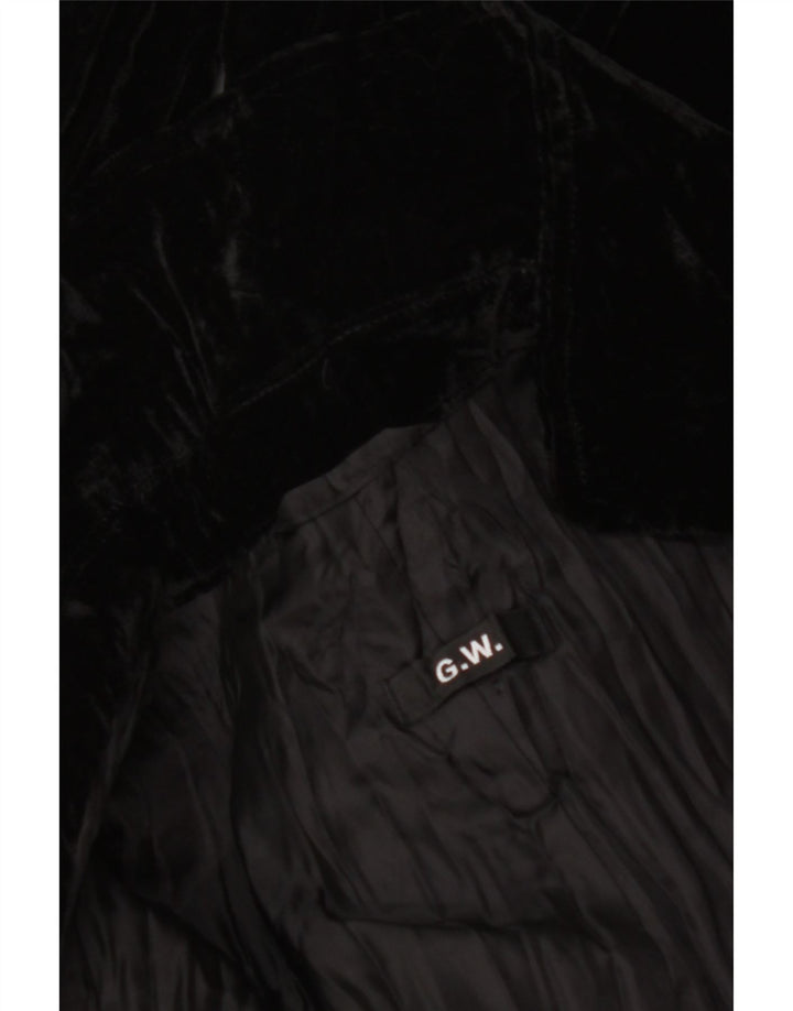 VINTAGE Femmes 3 Bouton Velours Blazer Veste UK 18 XL Noir Floral