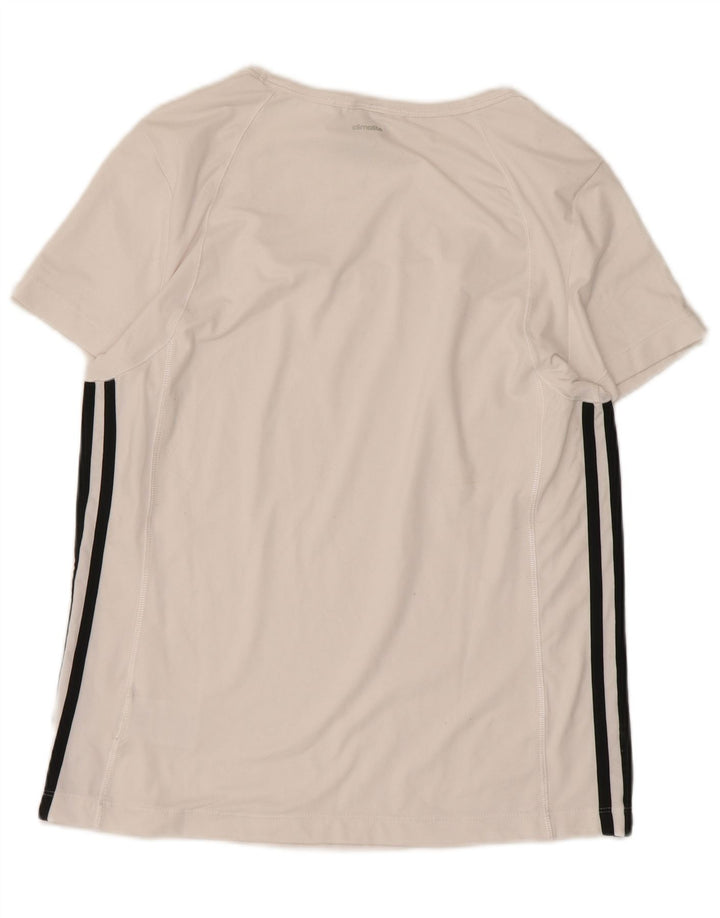 Adidas T-Shirt Femme Top UK 12/14 Polyester Colorblock Blanc Moyen