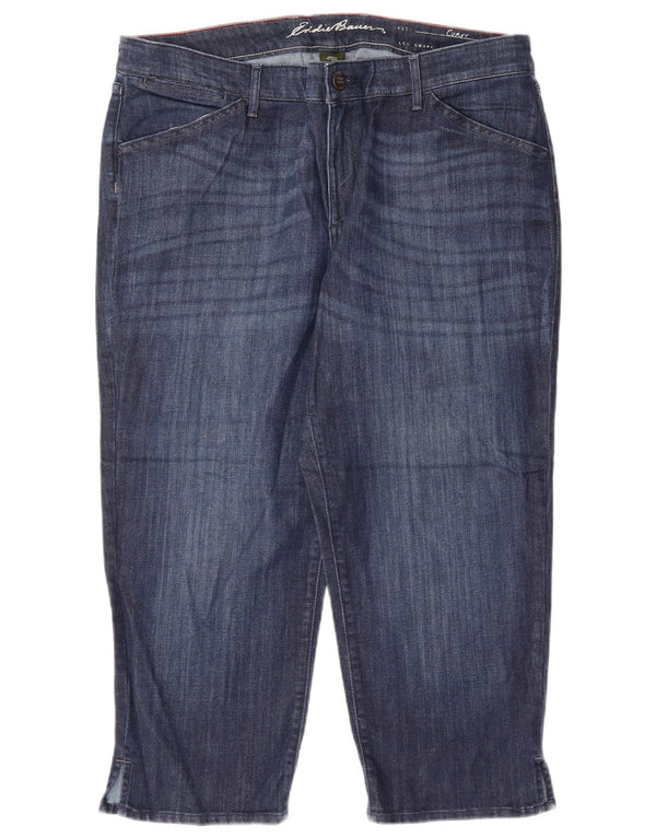 EDDIE BAUER Jean Capri courbé pour femme US 16 2XL W38 L23 Bleu Coton