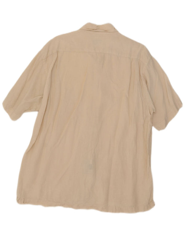 Gant Chemise habillée à manches courtes pour homme XL en lin blanc cassé