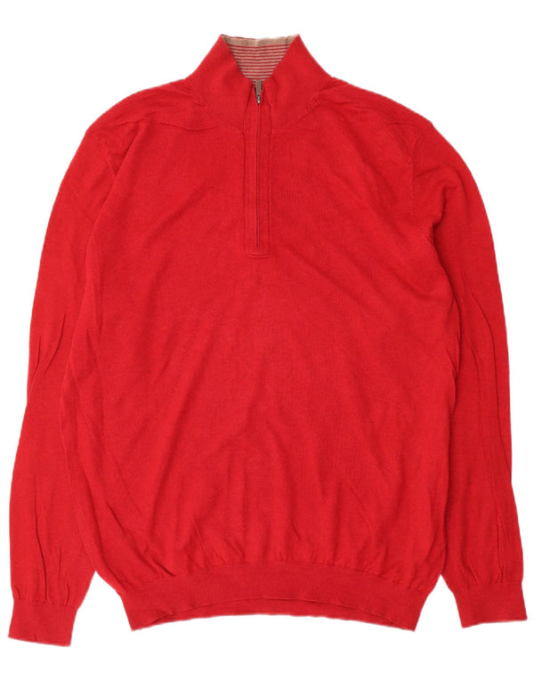 Massimo Dutti Pull à col zippé pour homme en coton rouge Large