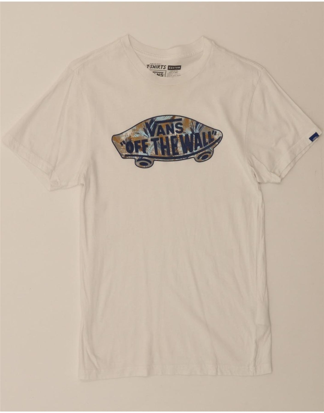 VANS Mens Custom Fit Graphic T-Shirt Top Small White Cotton Vintage Vans and Second-Hand Vans from Messina Hembry 