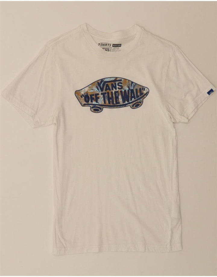 VANS Mens Custom Fit Graphic T-Shirt Top Small White Cotton Vintage Vans and Second-Hand Vans from Messina Hembry 