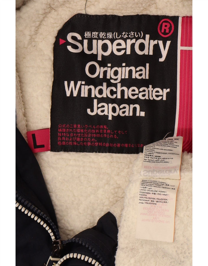 Superdry Veste coupe-vent Windcheater pour femme UK 16 Large Bleu Marine Nylon