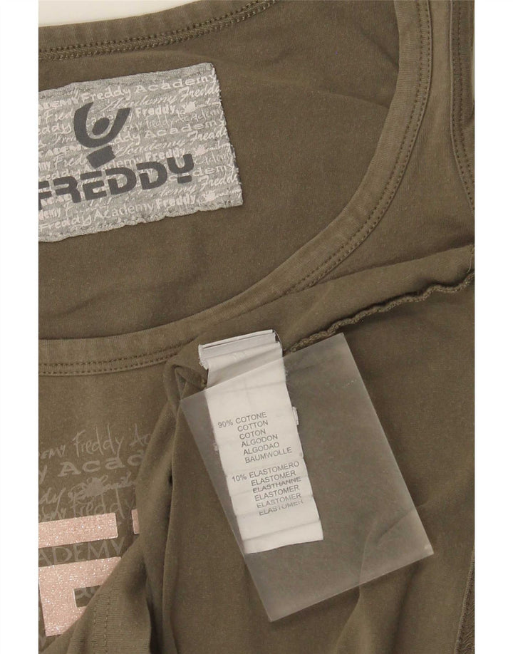 Freddy Débardeur Graphique Femme IT 46/48 Large Kaki Coton