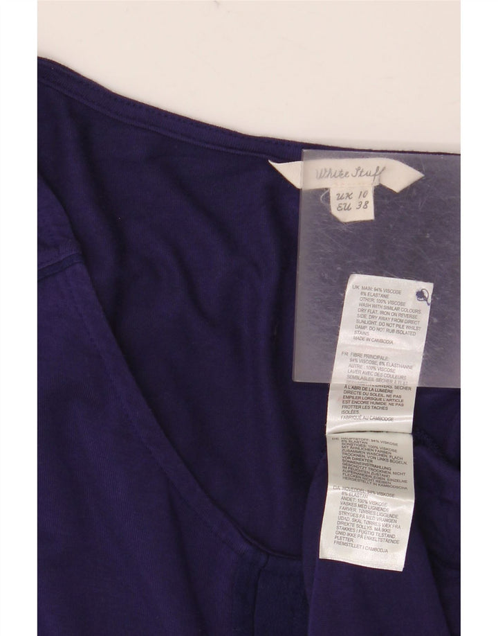 WHITE STUFF Haut à manches longues pour femme UK 10 Small Violet Viscose