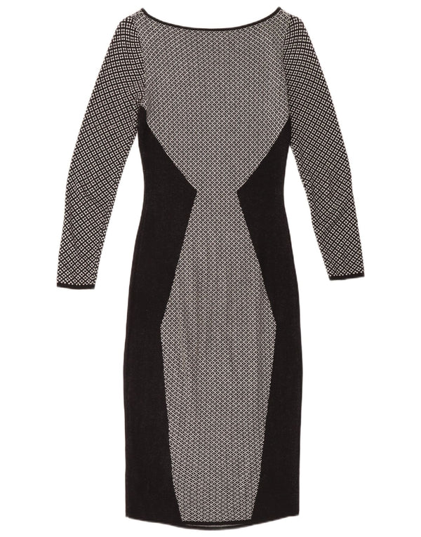 Oasis Robe Moulante Femme UK 4 XS Gris Géométrique Coton