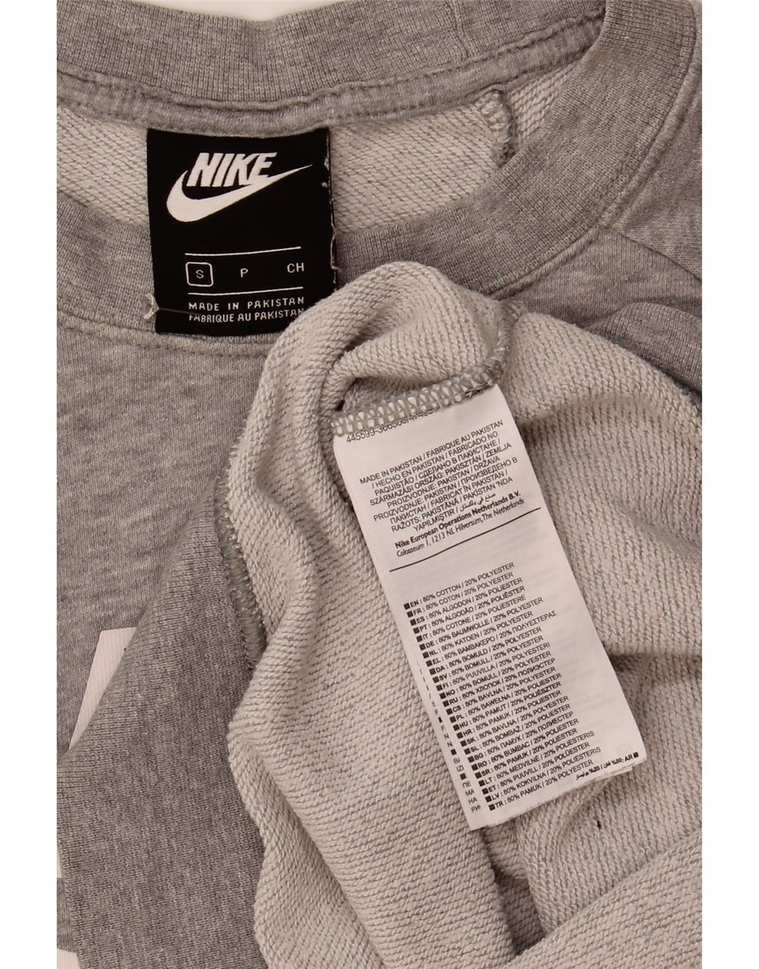 Nike Femme Sweat-shirt graphique surdimensionné UK 10 Petit Gris Moucheté