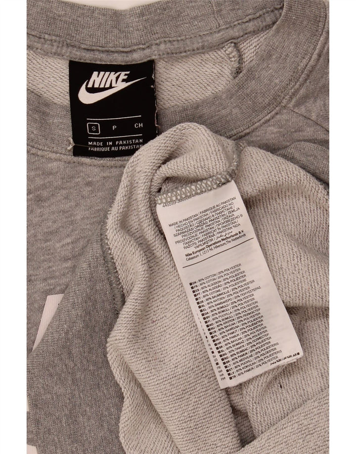 Nike Femme Sweat-shirt graphique surdimensionné UK 10 Petit Gris Moucheté