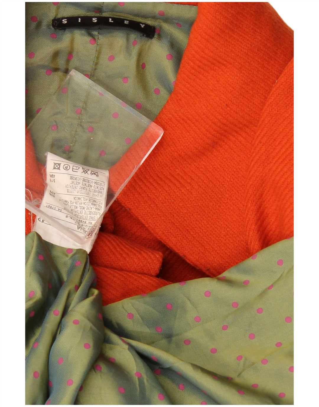 SISLEY Pardessus IT 42 Femme Orange Moyen Laine