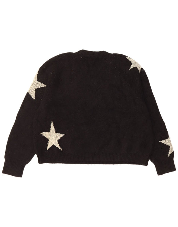 All Saints Pull ras du cou pour femme UK 10 Petit Noir Géométrique