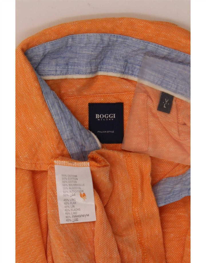 Boggi Polo Homme Large Orange Moucheté Coton