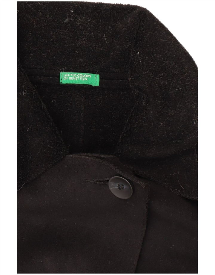 Benetton Pardessus Femme UK 14 Moyen Noir