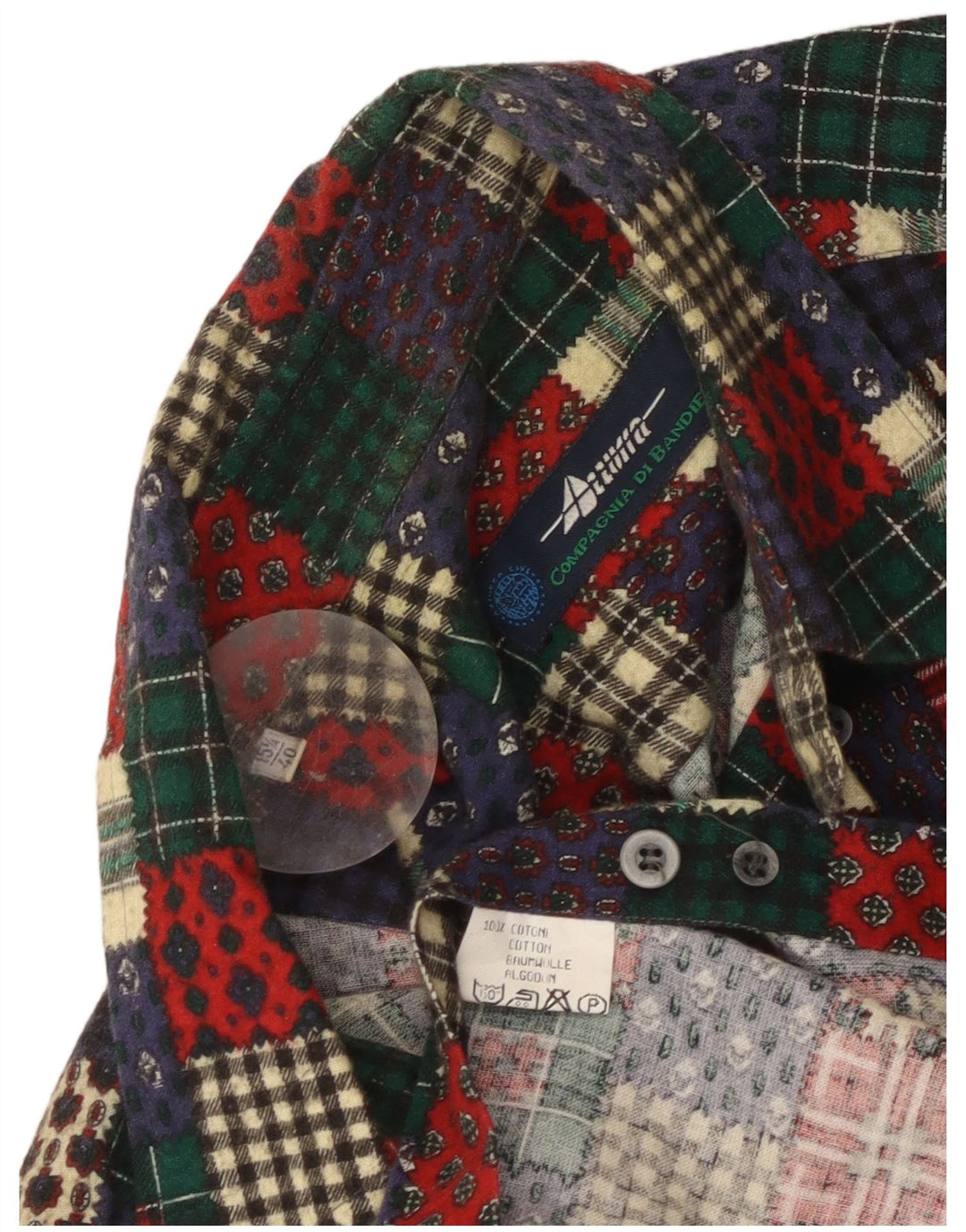 Azzurra Chemise en flanelle pour homme Taille 15 3/4 40 Patchwork multicolore moyen