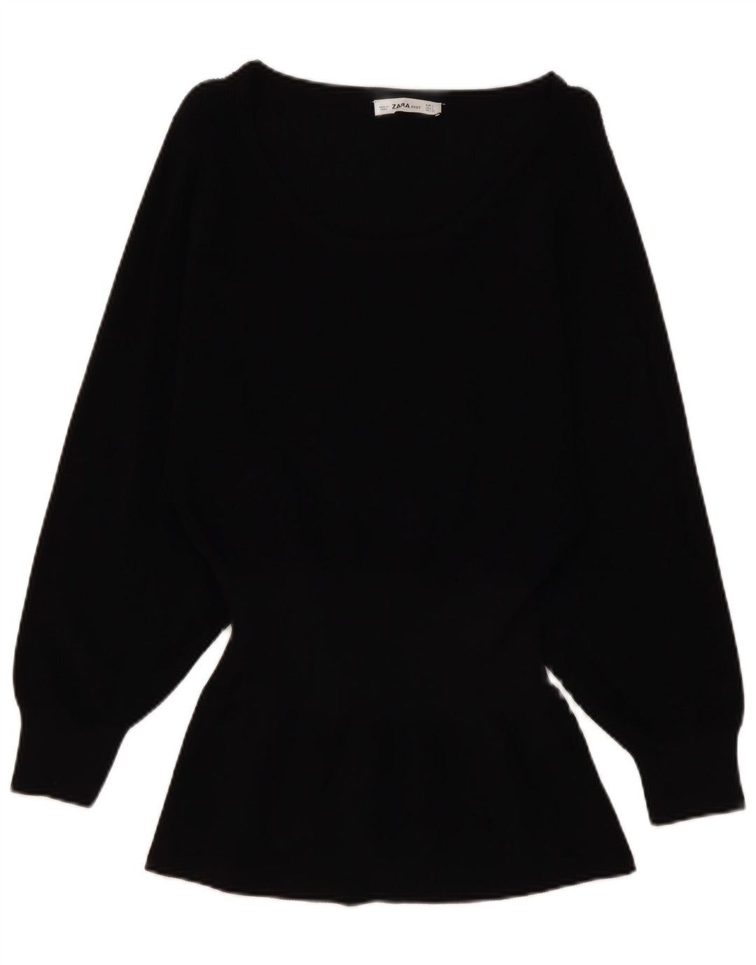 Zara Femme Top Manches Longues UK 14 Large Noir Viscose