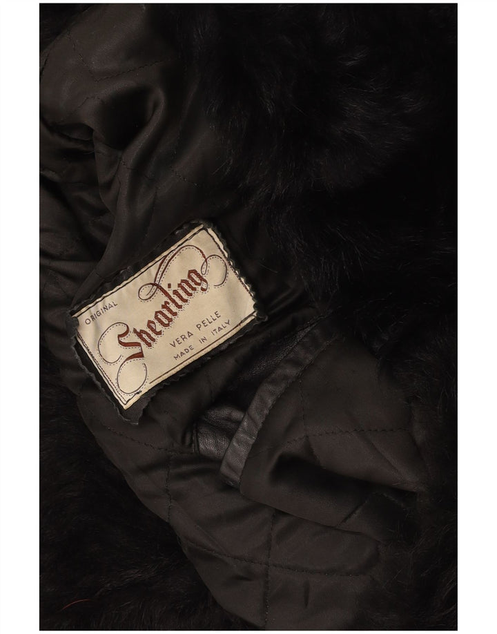 VINTAGE Veste en cuir homme UK 36 Petit cuir noir