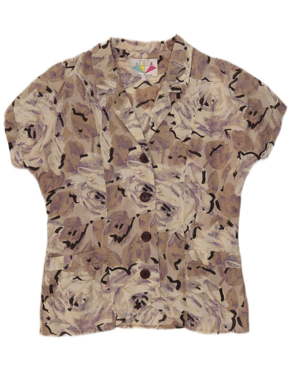 vintage Femme Chemise À Manches Courtes Blouse IT 42 Moyen Multicolore Floral