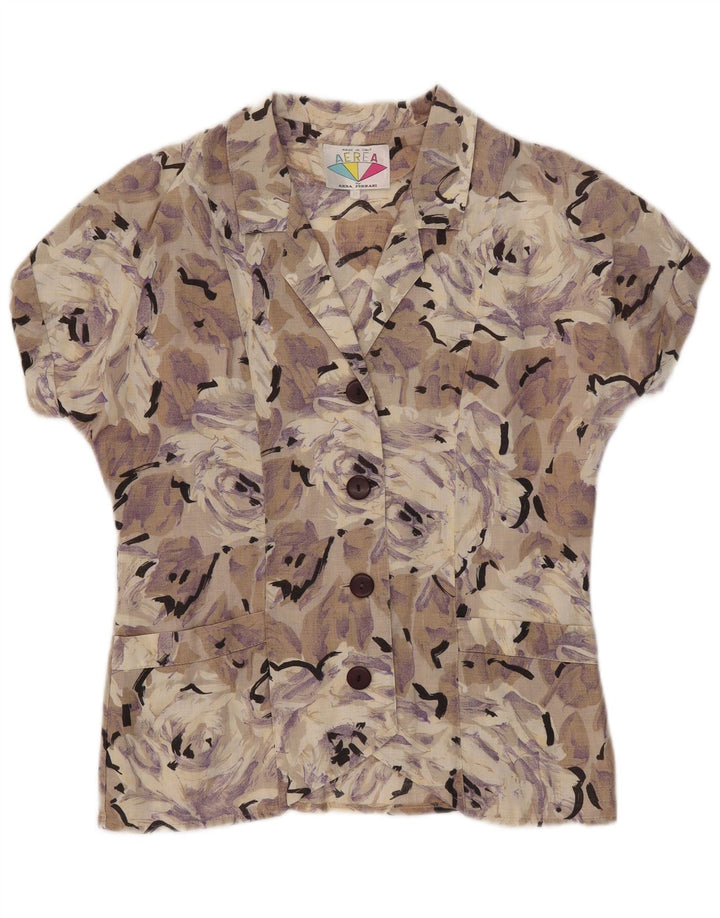 vintage Femme Chemise À Manches Courtes Blouse IT 42 Moyen Multicolore Floral