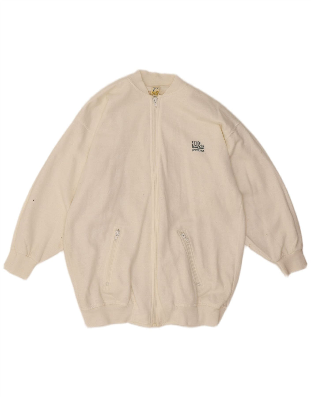 vintage Mens Survêtement Top Veste Moyen Blanc Coton