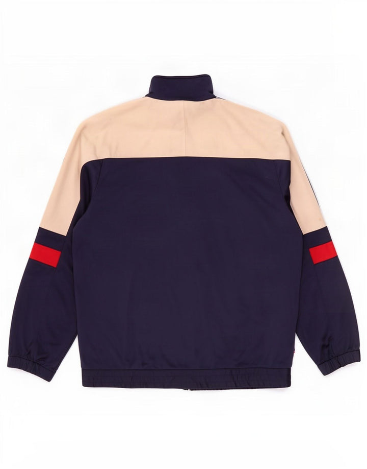 Asics Veste de survêtement graphique pour homme 2XL Bleu marine Colourblock Polyamide