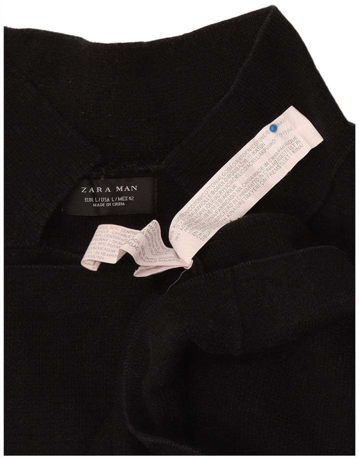 Zara Cardigan Homme Pull Large Noir Coton