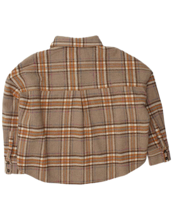 NATIVE YOUTH Chemise surdimensionnée en flanelle pour femme UK 14 Carreaux beige moyen