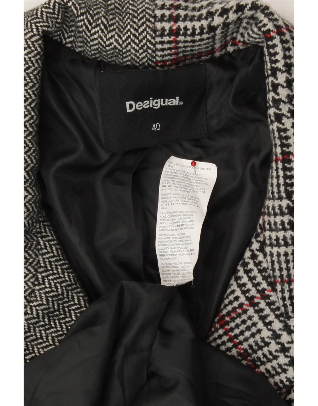 Desigual Manteau Femme EU 40 Gris Moyen Patchwork Polyester