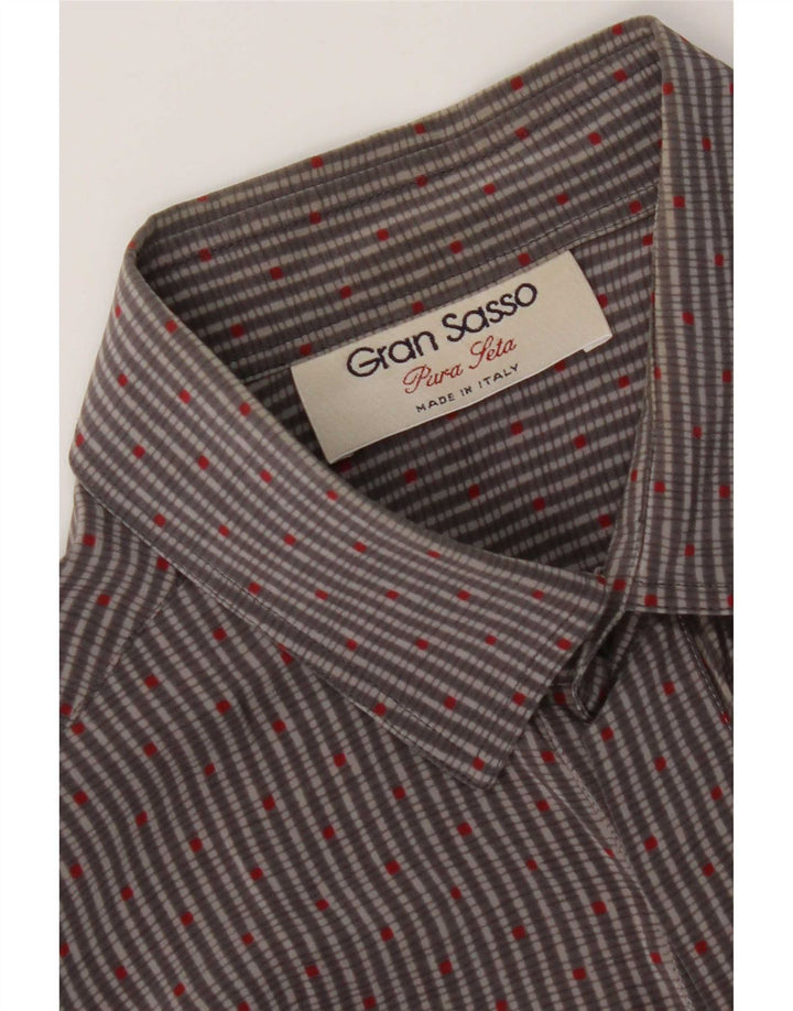 Gran Sasso Chemise à Manches Courtes Homme XL Gris Rayé Soie