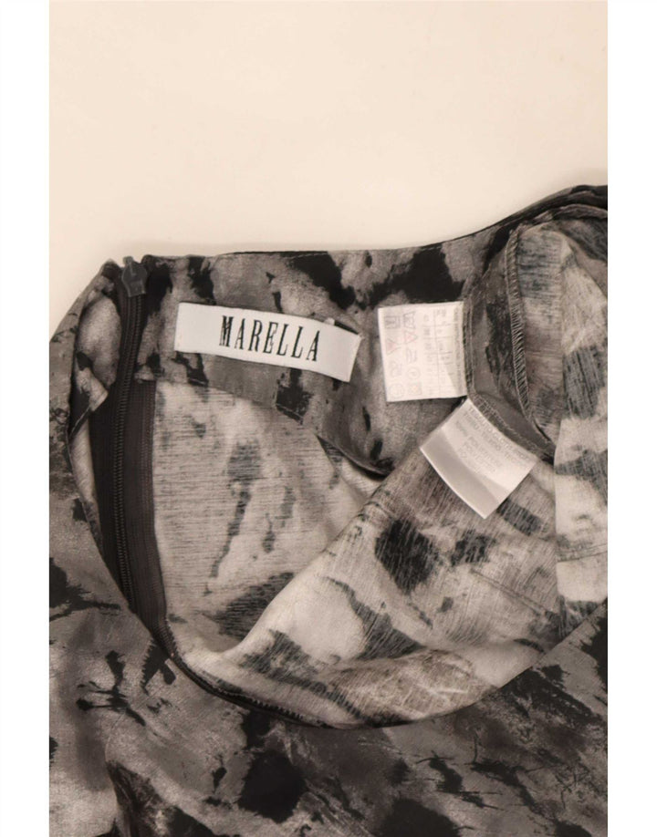 Marella Robe fourreau sans manches à motif abstrait pour femme UK 12 Gris moyen