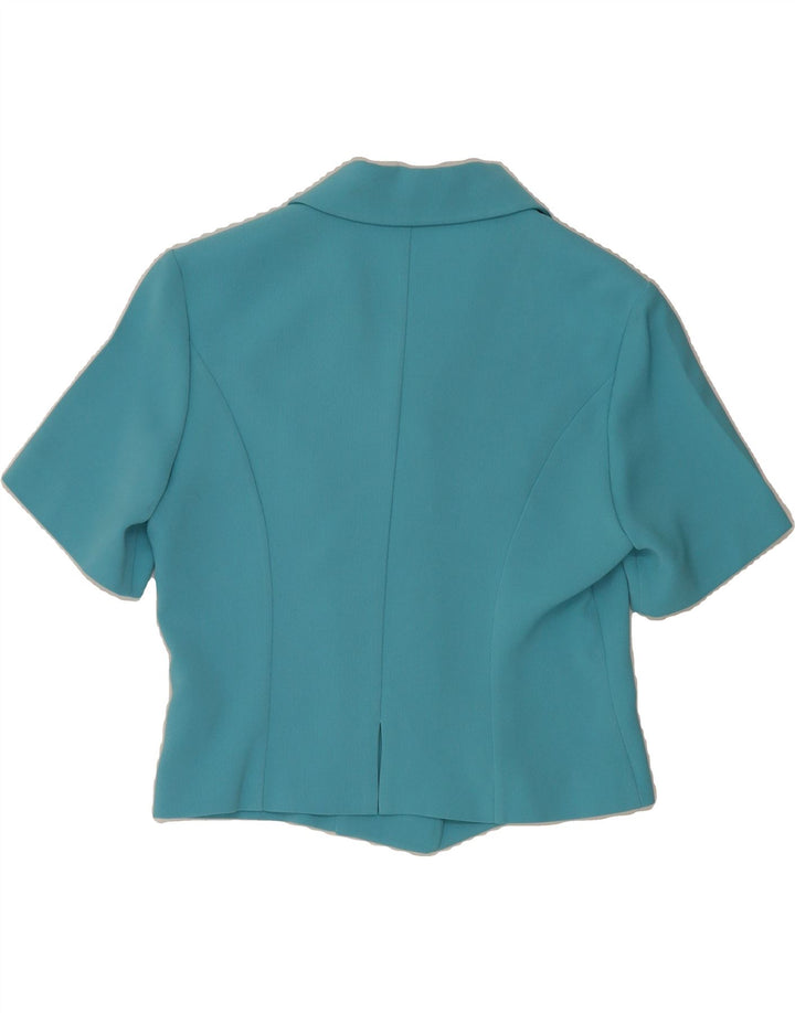 LIBRA Womens 4 Button Short Sleeve Blazer Jacket UK 10 Small  Blue Acetate Vintage Libra and Second-Hand Libra from Messina Hembry 