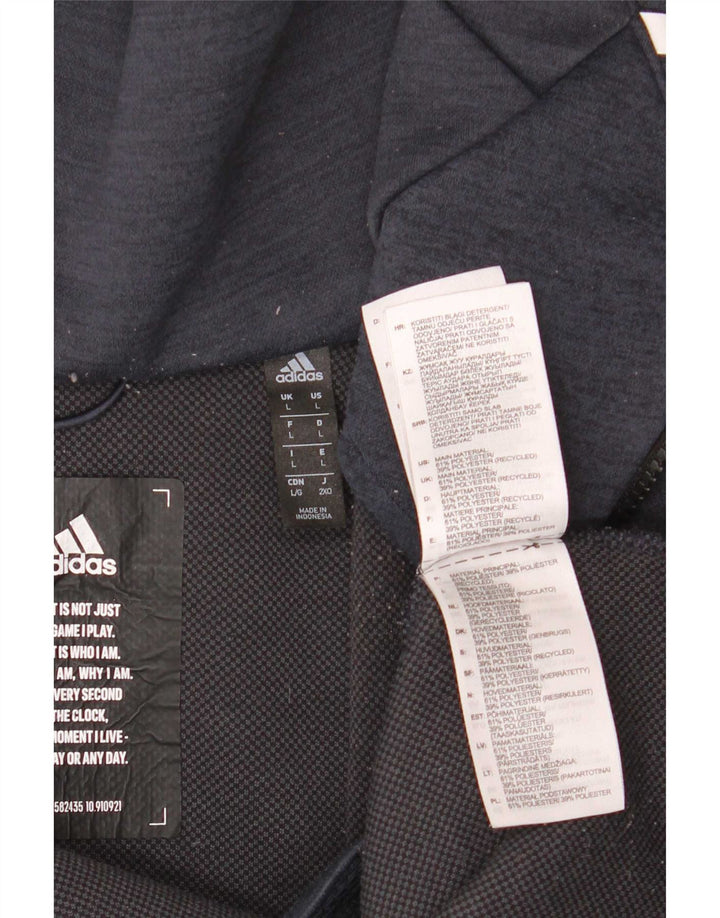 Adidas Veste de survêtement à capuche graphique pour homme Taille L en polyester bleu marine