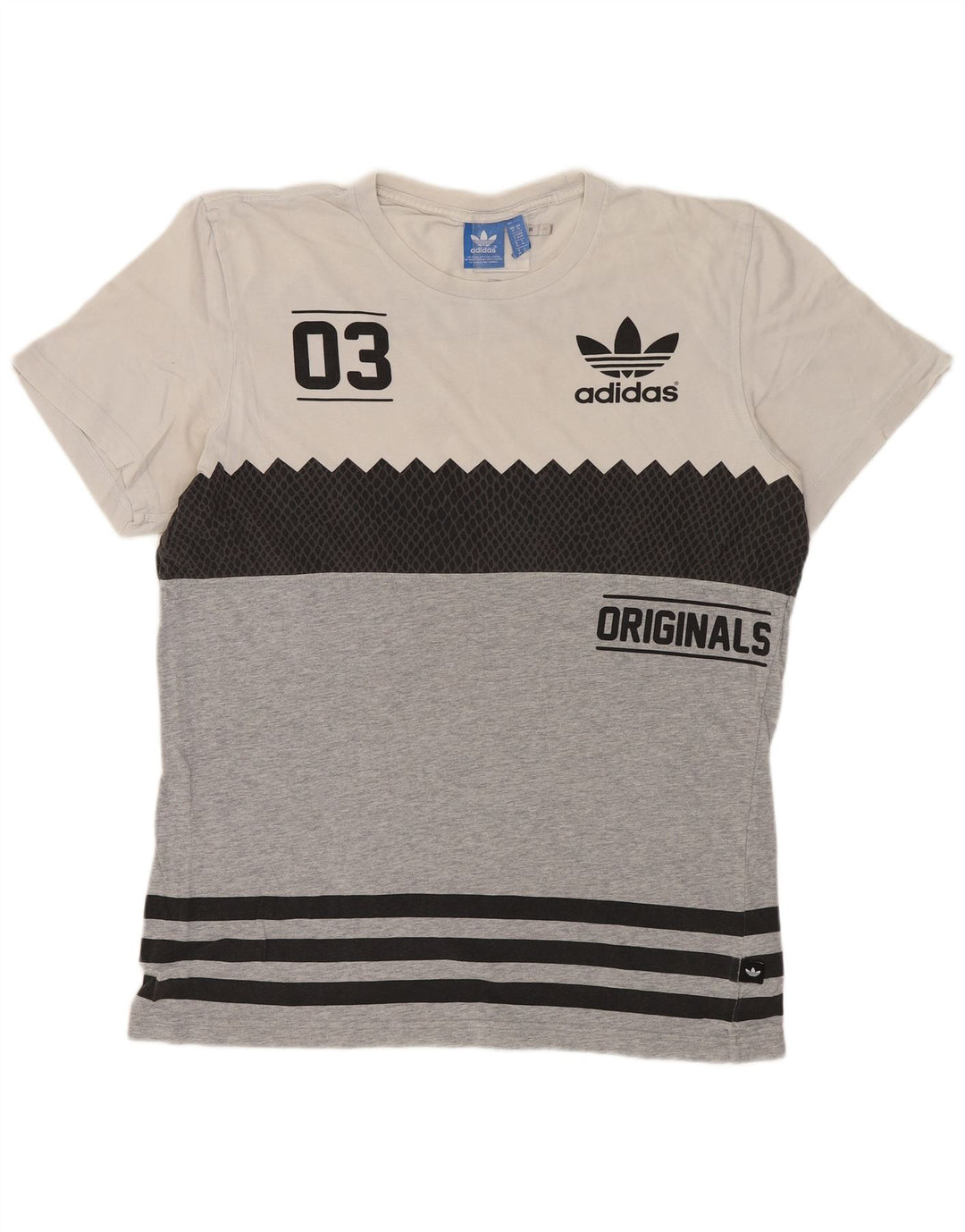 ADIDAS T-Shirt Originals Graphique Homme Gris Moyen Colorblock Coton