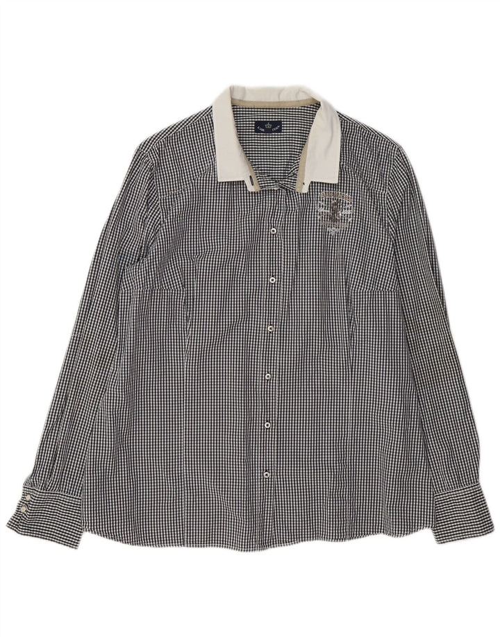 chemise femme vintage EU 42 XL Noir Gingham Coton
