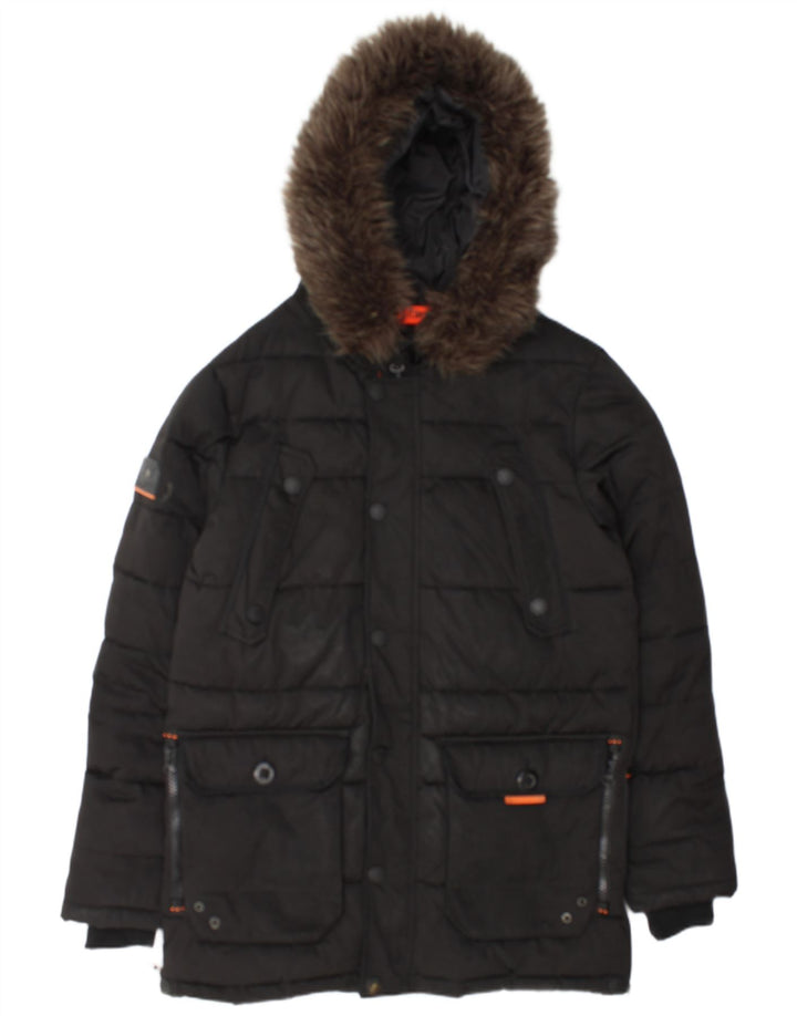 Superdry Veste matelassée à capuche pour hommes UK 38 Medium Noir Polyester