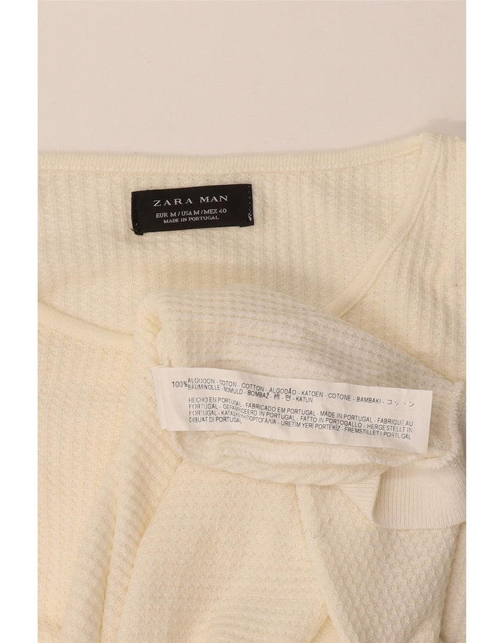 Zara Pull à col rond pour homme en coton blanc cassé moyen