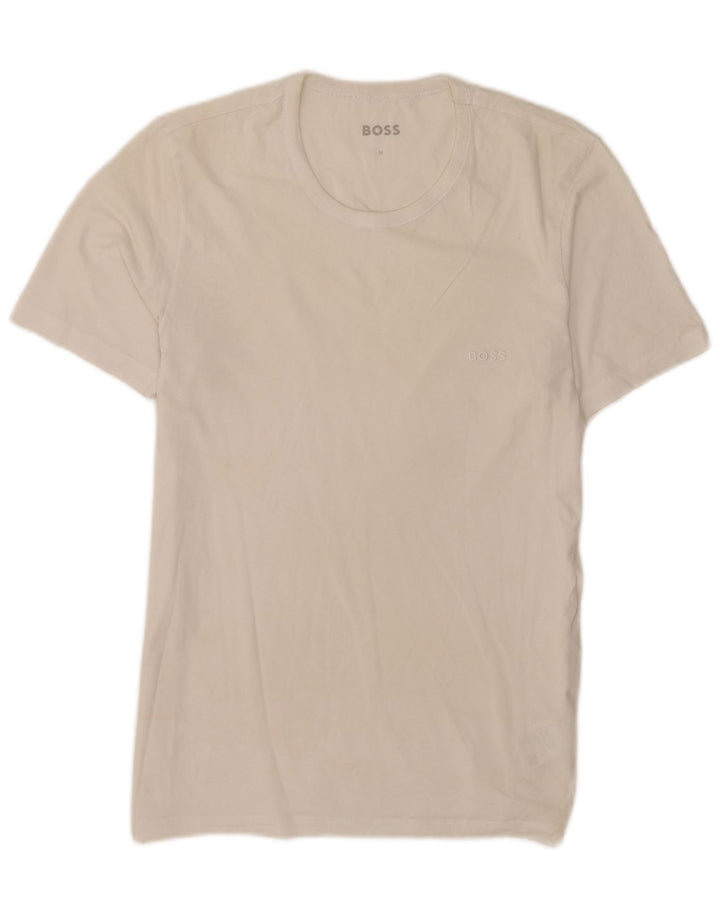 Hugo Boss Hommes T-Shirt Top Petit Blanc Coton