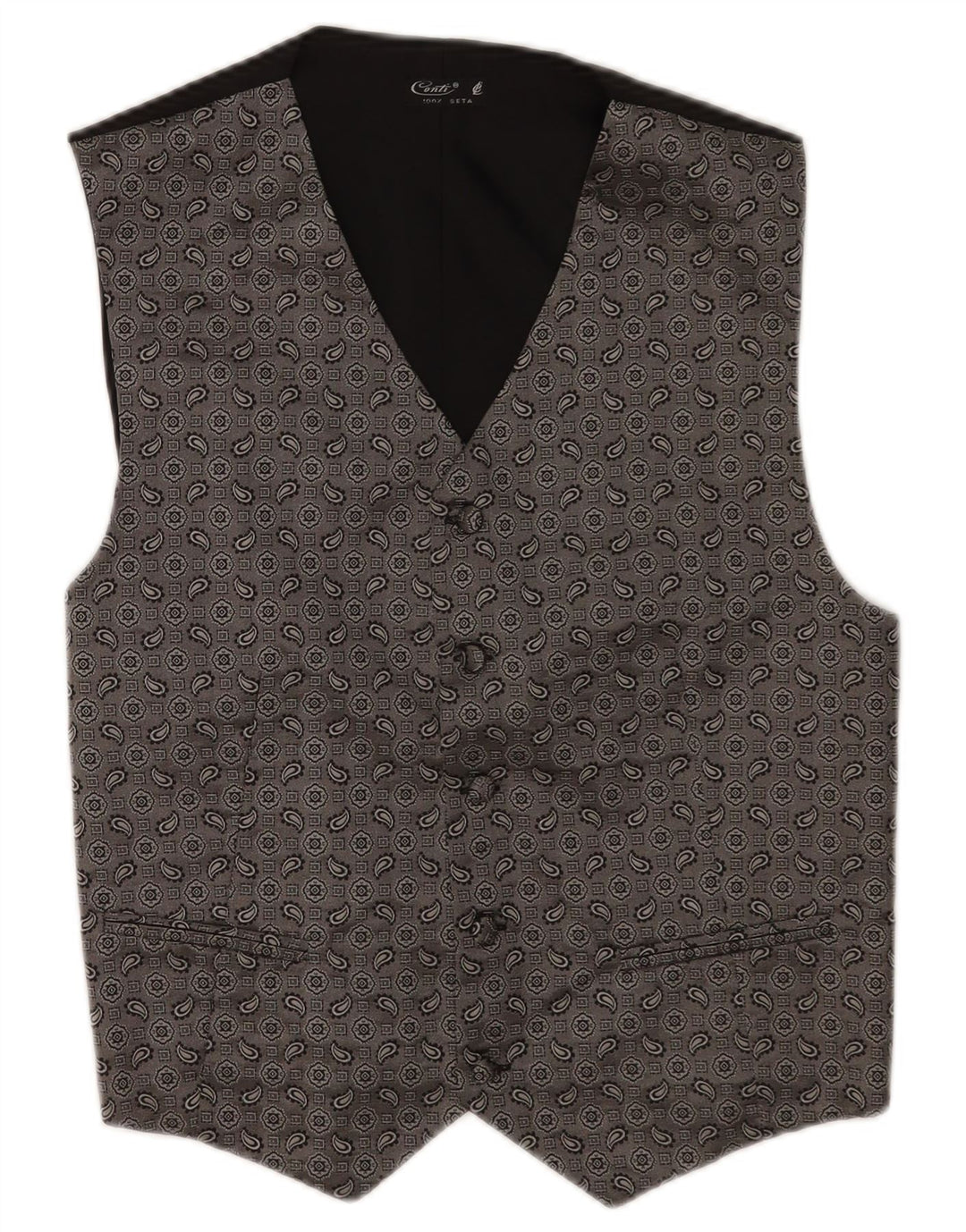 Gilet homme vintage Petite soie Paisley grise