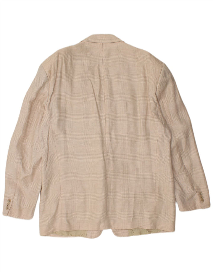 HUGO BOSS Veste blazer à 2 boutons pour hommes EU 56 3XL Beige à carreaux en lin