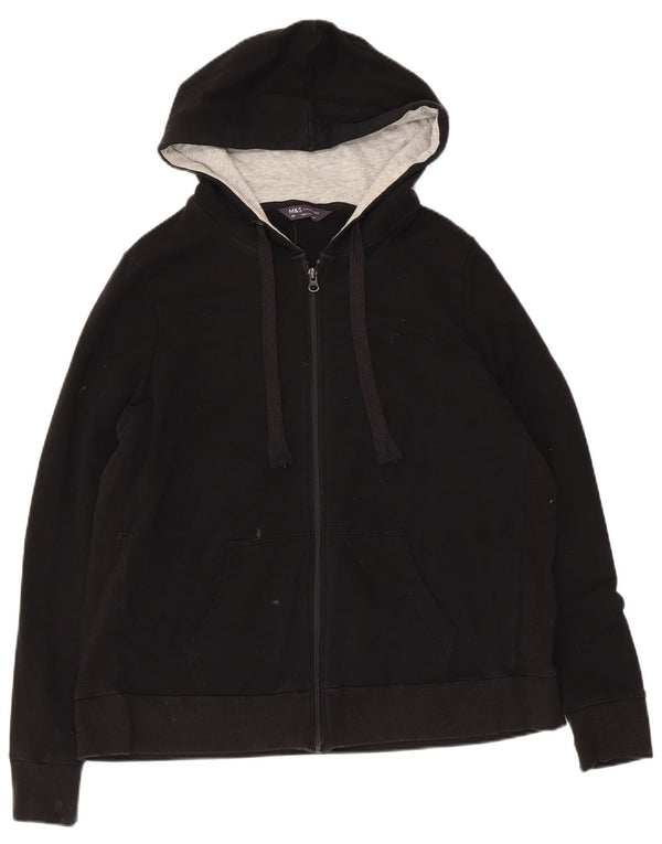 Marks & Spencer Pull à capuche zippé pour femme UK 20 2XL Coton noir