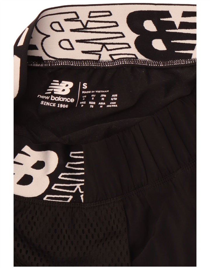 NEW BALANCE Short de sport graphique pour femme UK 10 Small Noir
