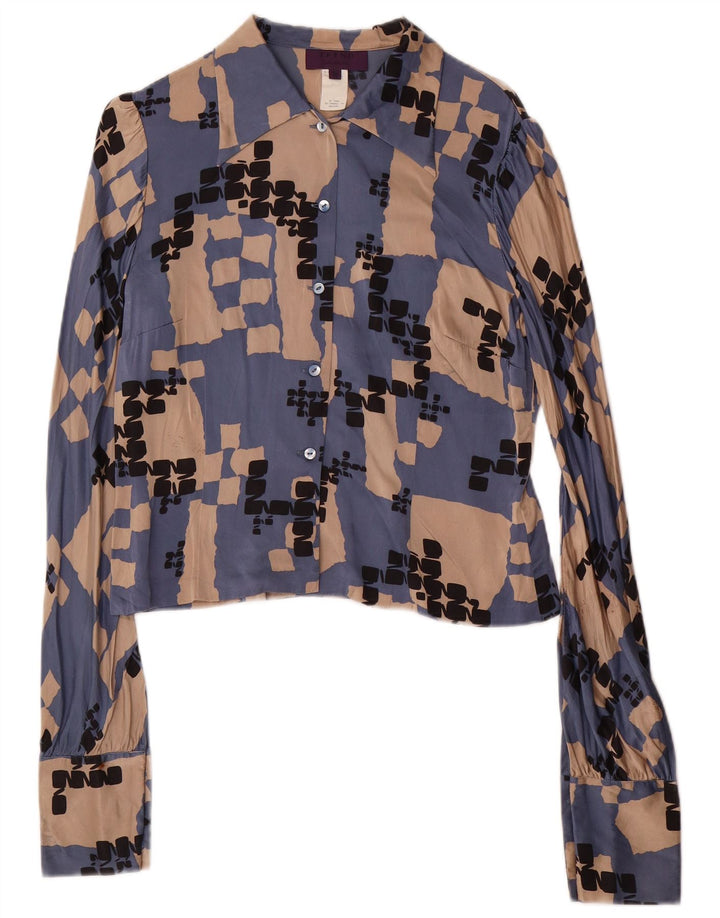 LES COPAINS Ensemble jupe 2 pièces pour femme IT 42 Medium W28 Soie géométrique bleue