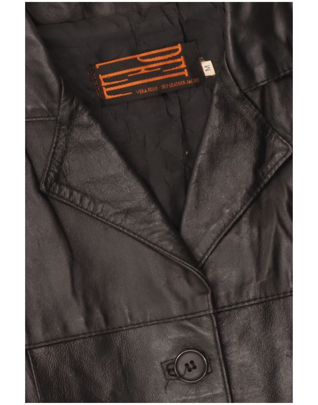Veste en cuir femme vintage UK 14 Cuir noir moyen
