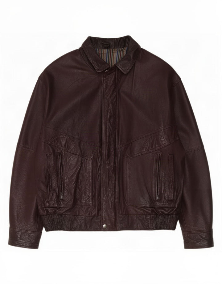 veste en cuir homme vintage EU 50 Grande Bourgogne