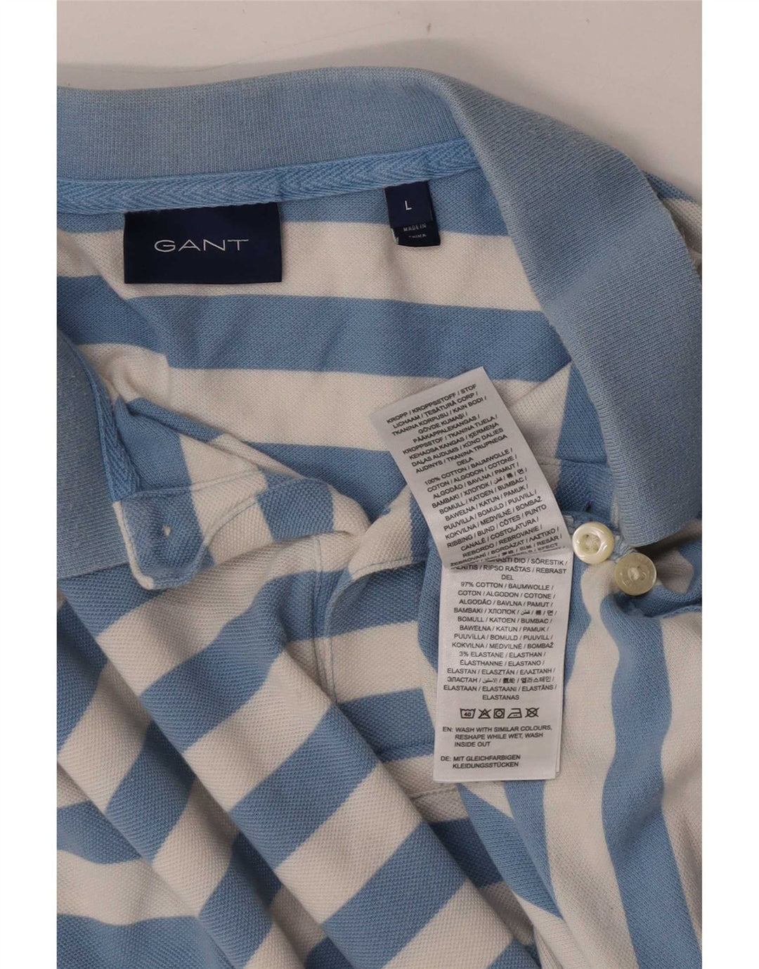 Gant Polo Homme Large Bleu Rayé Coton