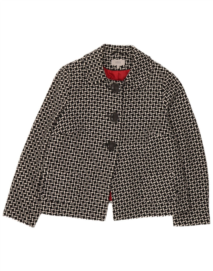 Marks & Spencer Veste blazer à 3 boutons pour femme UK 16 Large Noir Géométrique