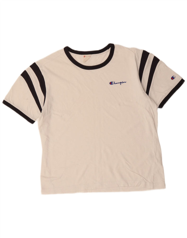 CHAMPION T-Shirt Homme Blanc Moyen Coton Colorblock