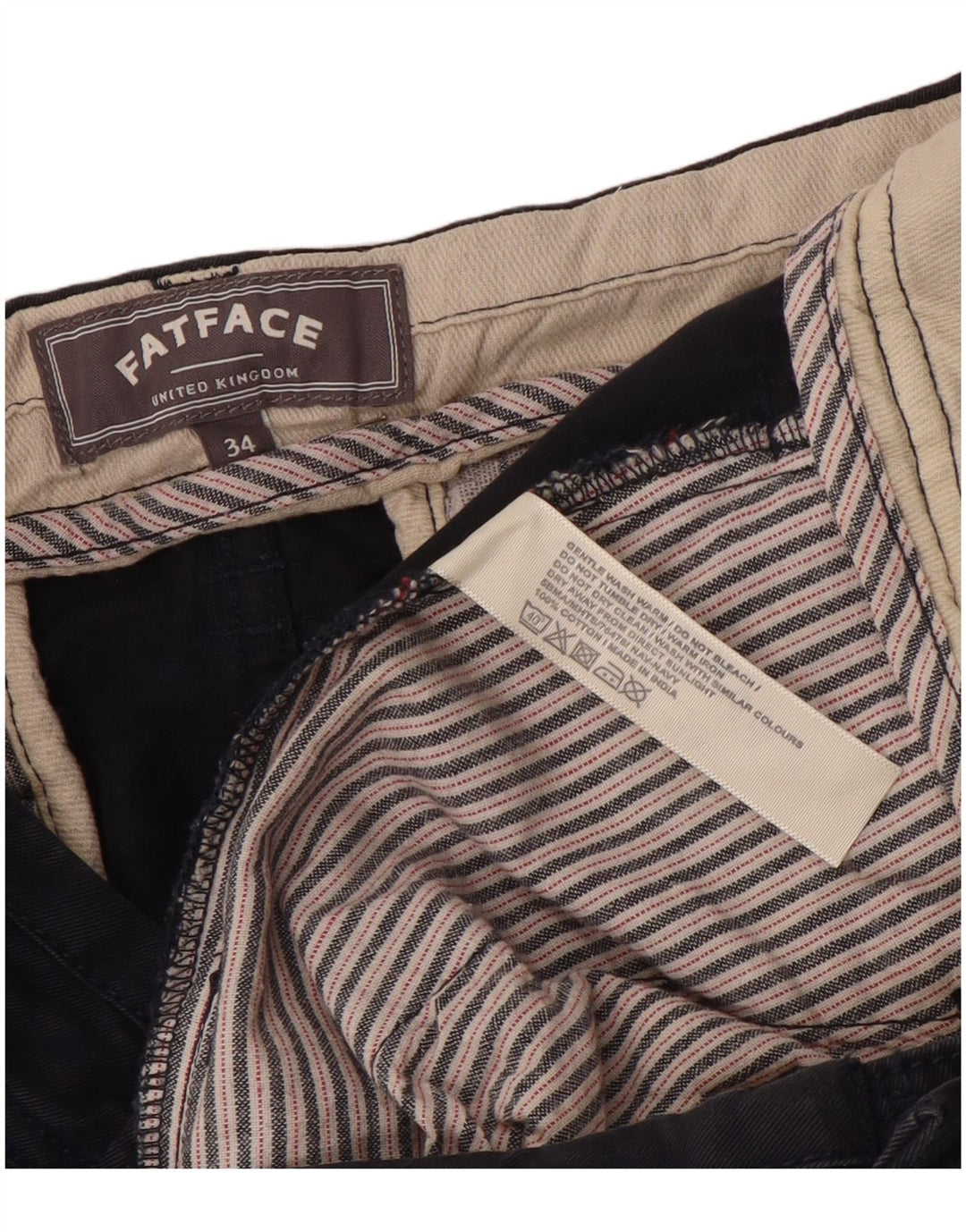 Fat Face Short Chino Homme W34 Large Bleu Marine Coton