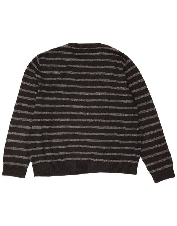 Nautica Pull col rond pour homme 2XL en coton rayé noir