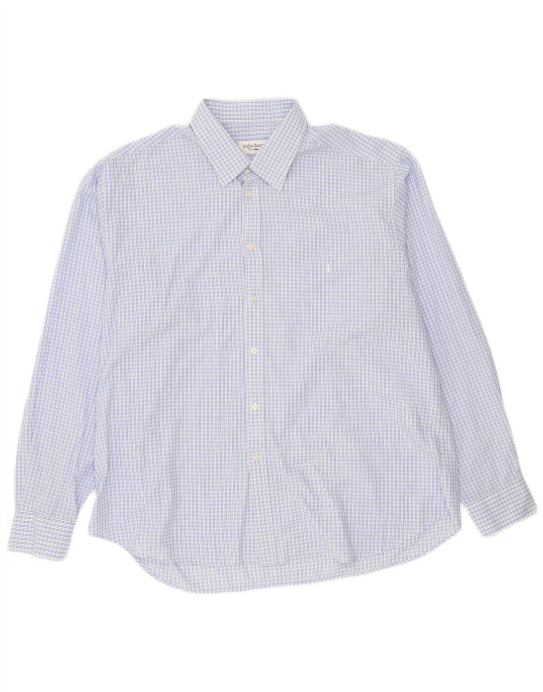 Yves Saint Laurent Chemise Homme 2XL Bleu Carreaux Coton